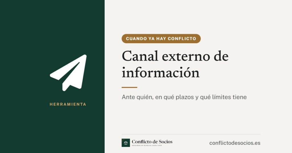 Tarjeta de la herramienta Canal externo de información de Conflicto de Socios