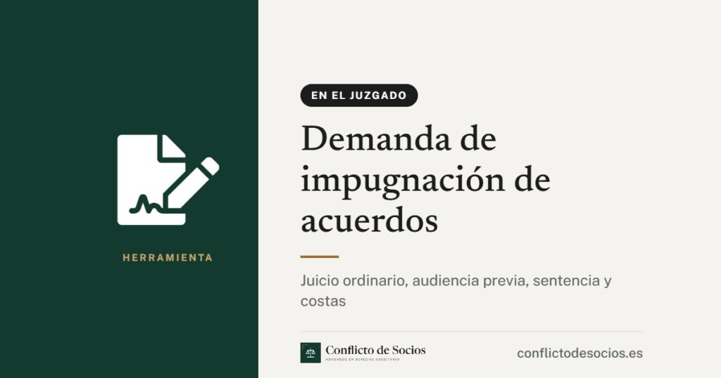 Tarjeta de la herramienta Demanda de impugnación de acuerdos de Conflicto de Socios