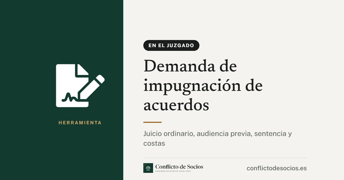 Tarjeta de la herramienta Demanda de impugnación de acuerdos de Conflicto de Socios