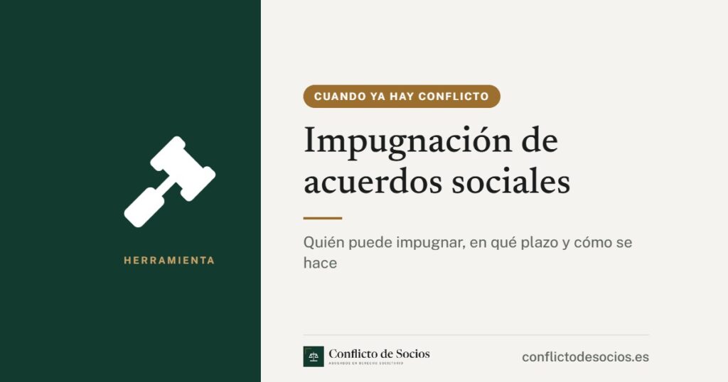 Tarjeta de la herramienta de impugnación de acuerdos sociales de Conflicto de Socios