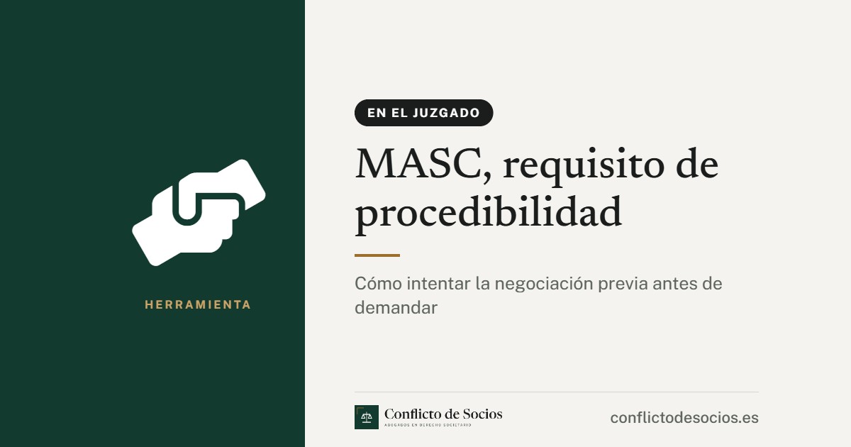 Tarjeta de la herramienta MASC, requisito de procedibilidad de Conflicto de Socios