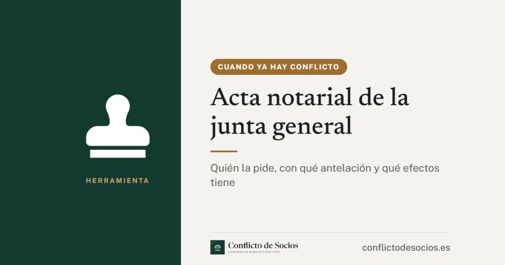 Tarjeta de la herramienta Acta notarial de la junta general de Conflicto de Socios