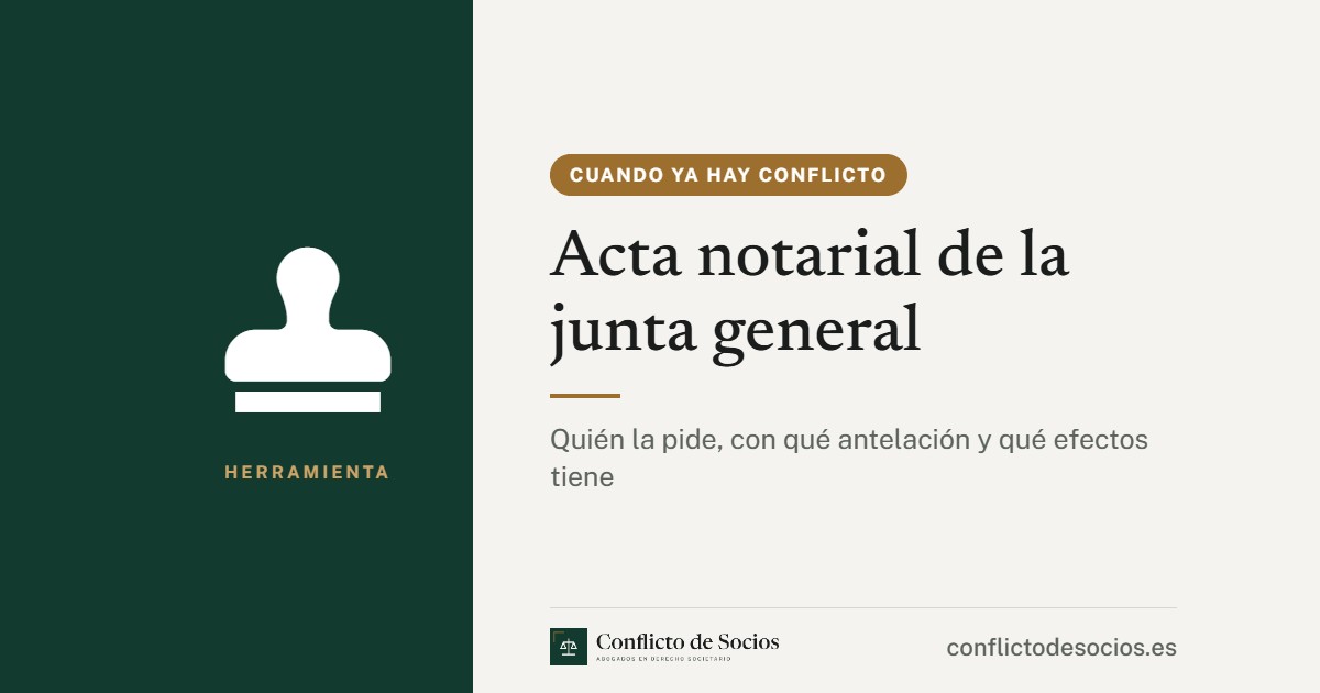 Tarjeta de la herramienta Acta notarial de la junta general de Conflicto de Socios